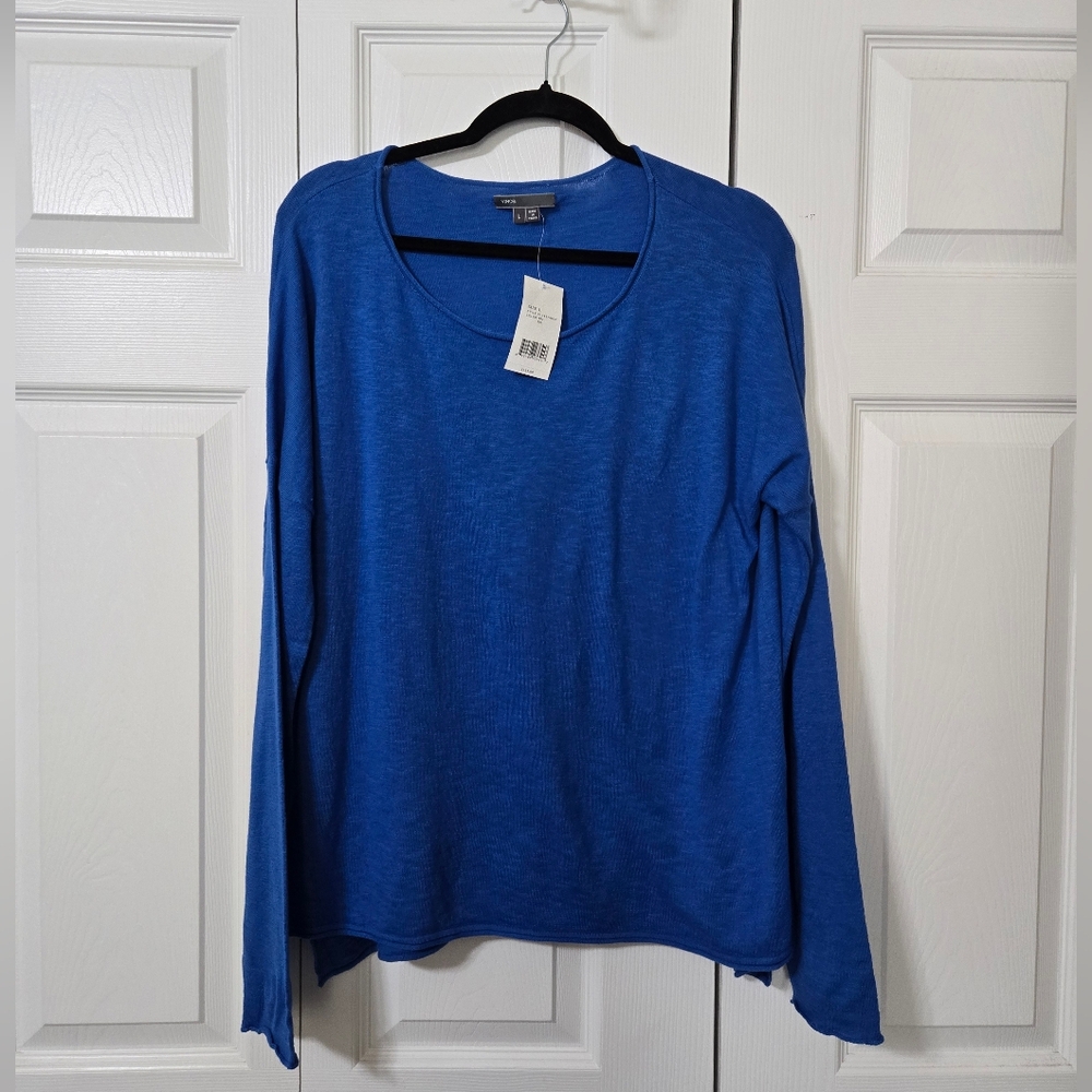 Vince Brilliant Blue Lightweight Sweater, Size Large, New With Tags Attatched